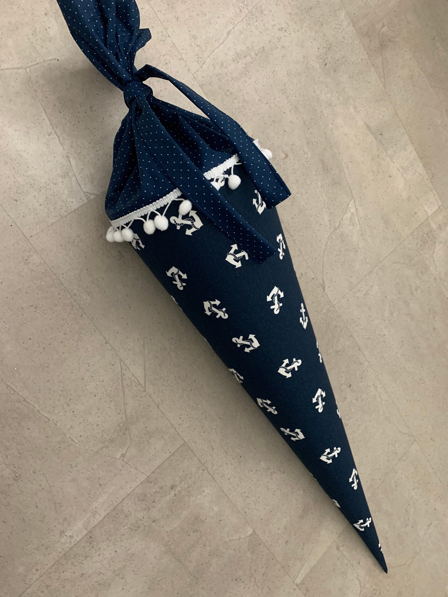 Schultüte, Zuckertüte Einschulung 70cm Handmade - Anker blau