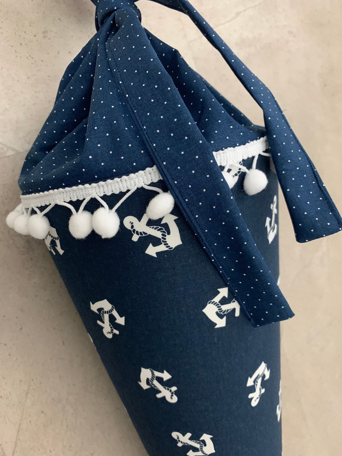 Schultüte, Zuckertüte Einschulung 70cm Handmade - Anker blau