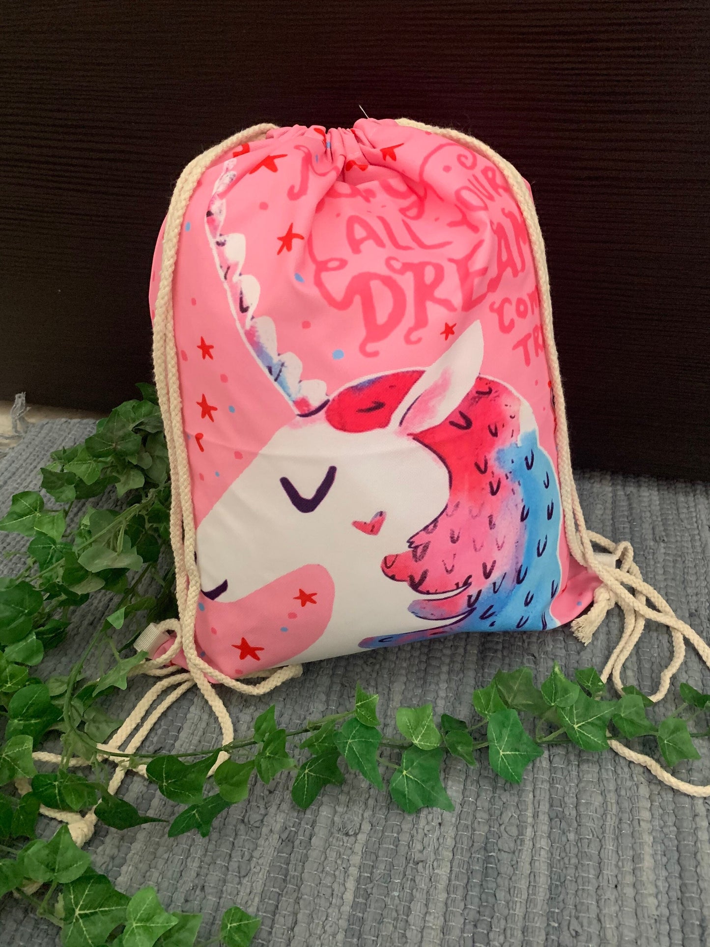 Turnbeutel/Sportbeutel Schule Einschulung Kind - Einhorn pink