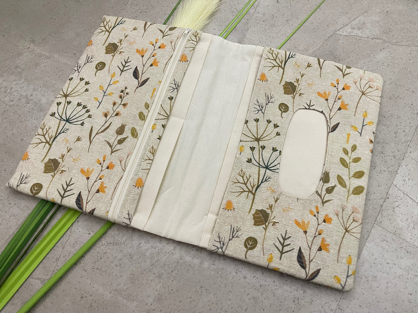 Wickeltasche Windeltasche Baby - Loneta Natur Blumen