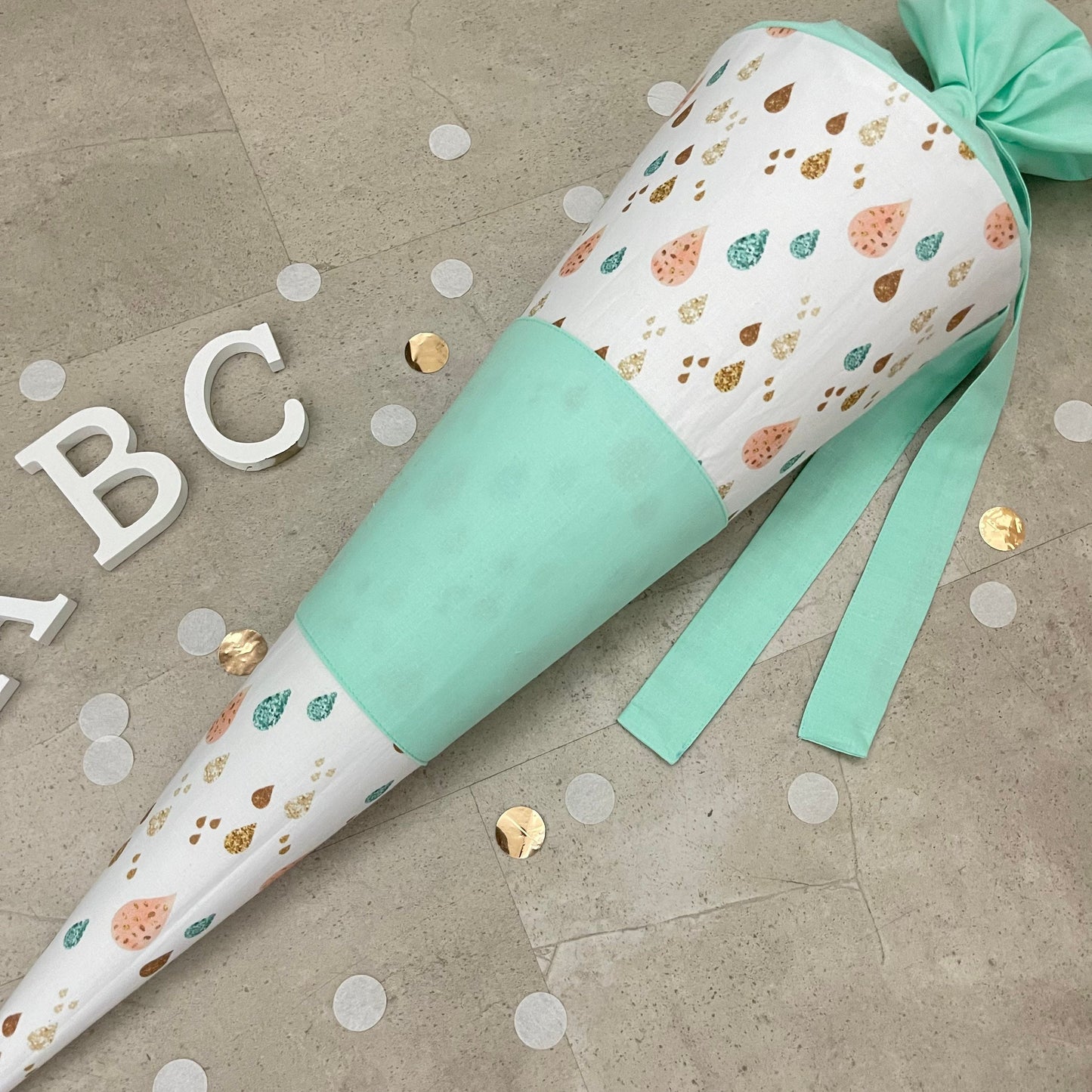 Schultüte Zuckertüte Einschulung Groß 70cm Handmade / Tropfen Multicolor