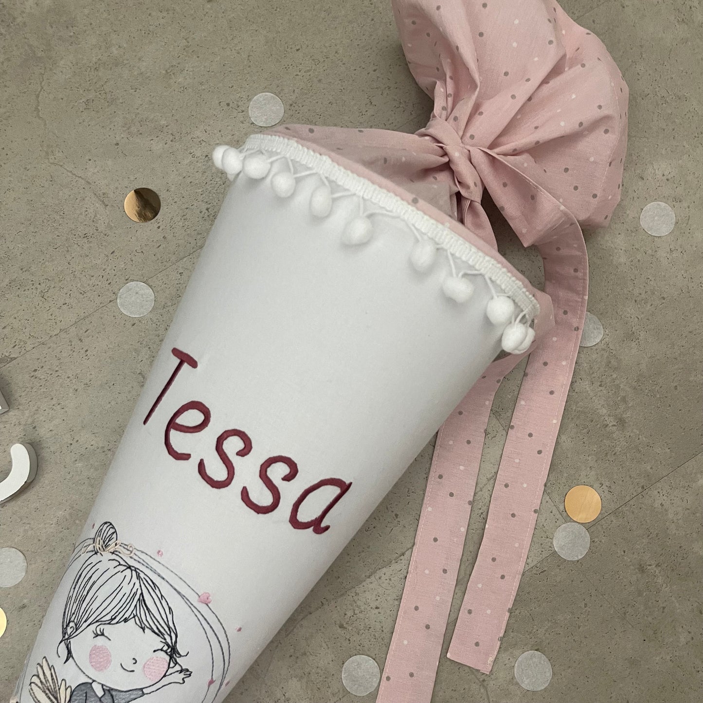 Schultüte Stoff Zuckertüte Einschulung 70cm Handmade Ballerina