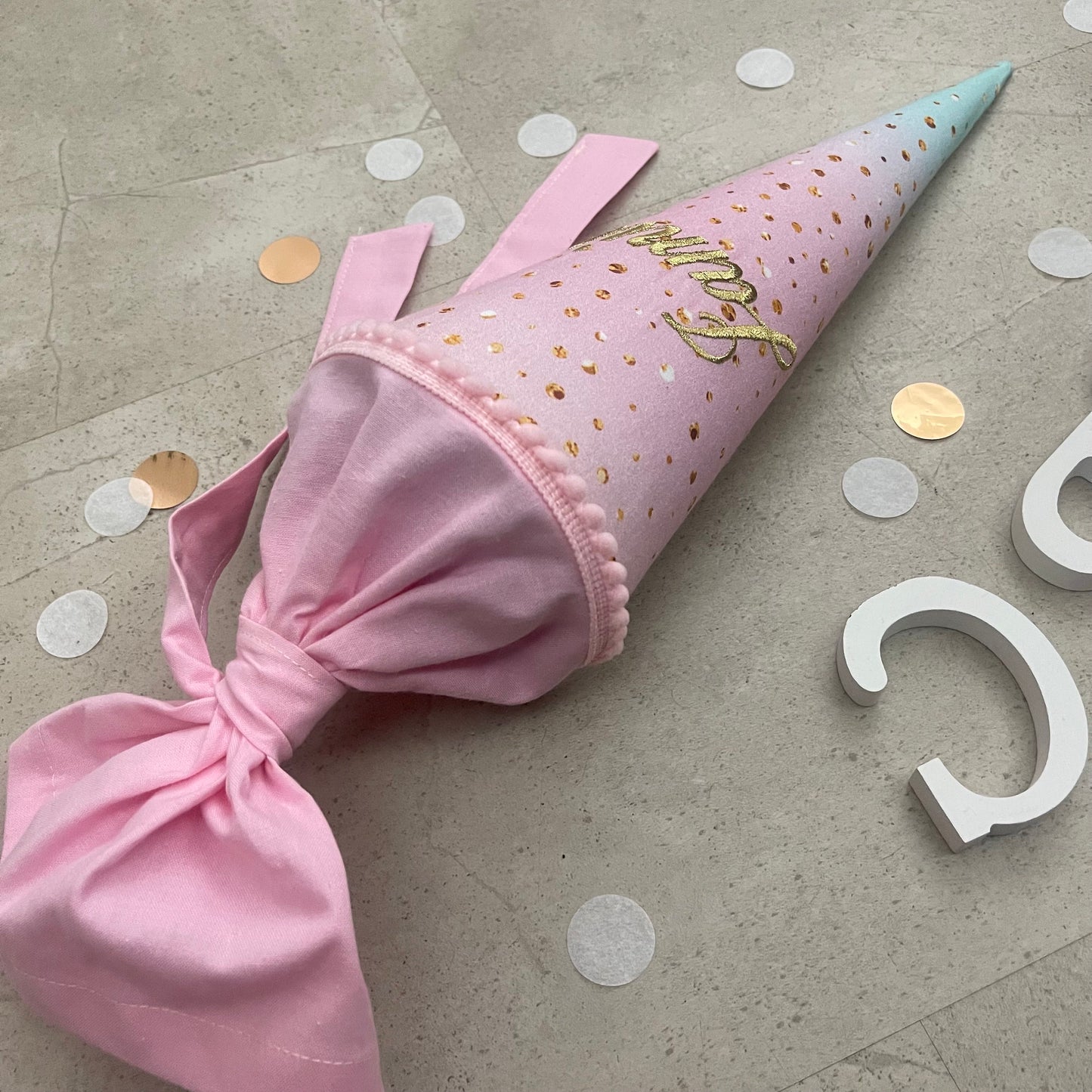 Geschwisterschultüte klein Zuckertüte Einschulung 35cm Handmade/ Regenbogen