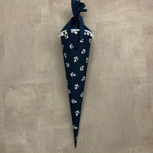 Schultüte, Zuckertüte Einschulung 70cm Handmade - Anker blau