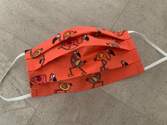 EINLAGIG MASKE DÜNN, Alltagsmaske, Mund-Nasen Schutz, Behelfsmaske Baumwolle -  Flamingo