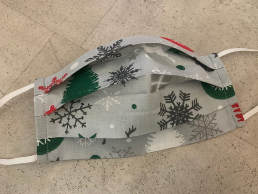 WEIHNACHTSMASKE EINLAGIG DÜNN Maske Mundschutz Behelfsmaske Schneeflocken
