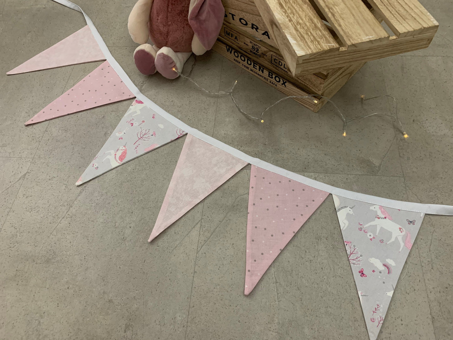 Wimpelkette aus Stoff / Einhorn
