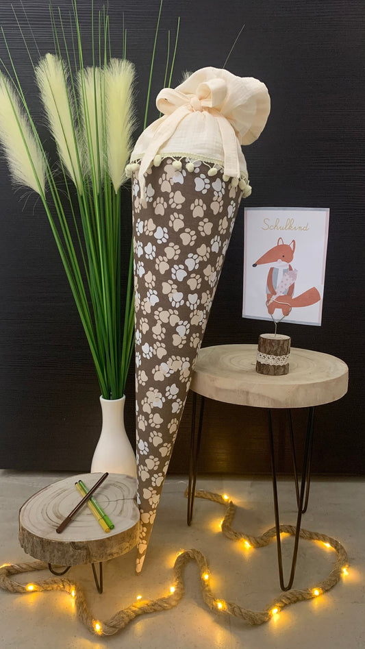 Schultüte Zuckertüte Einschulung Groß 70cm Handmade / Pfoten