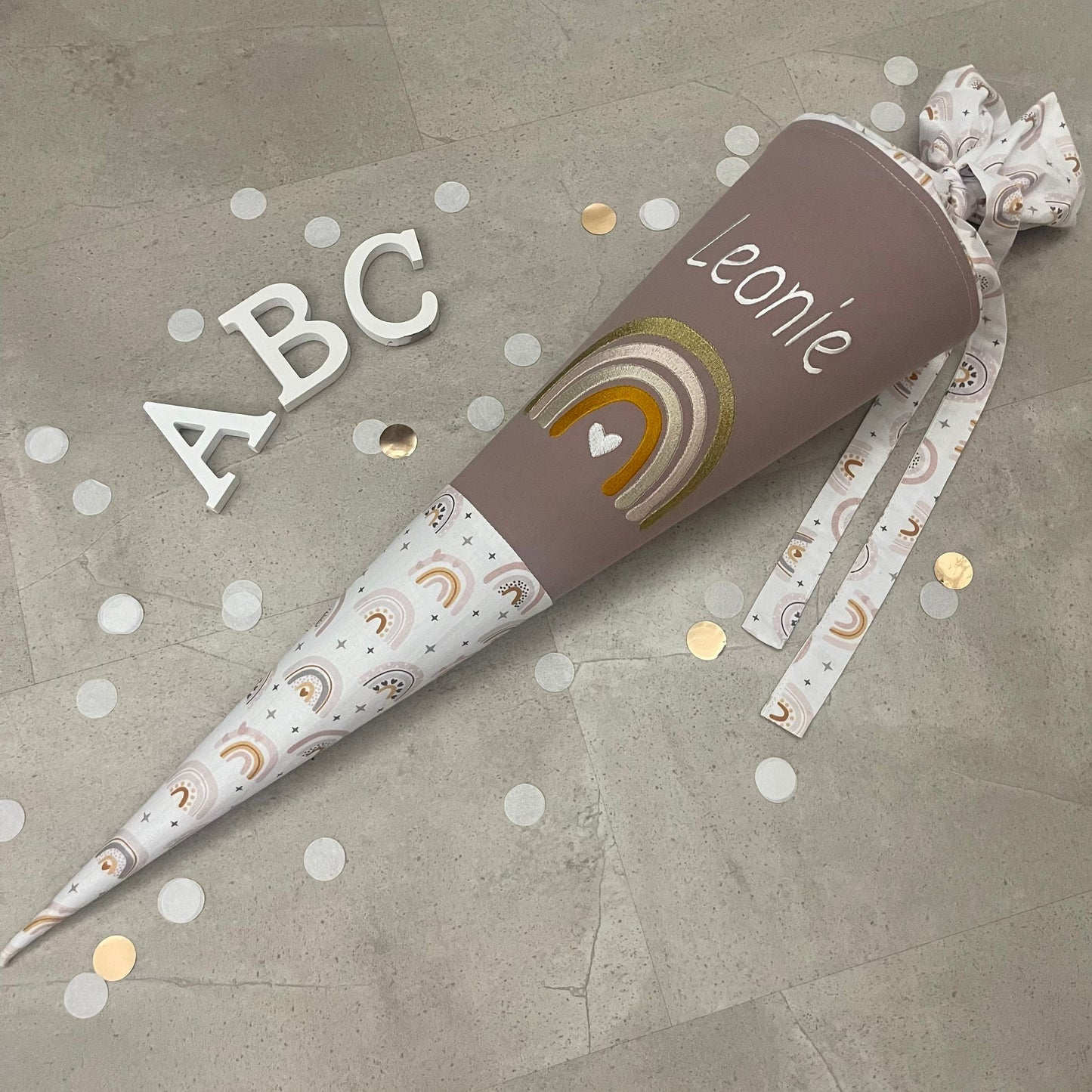 Schultüte Stoff Zuckertüte Einschulung 70cm Handmade Regenbogen